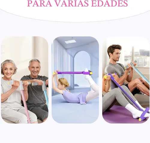 Vista 8 de Banda de resistencia de pedal con asa, bandas de ejercicio duraderas de 6 Rosado y gris