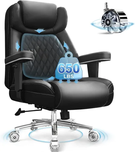 Vista 8 de Silla de oficina grande y alta, silla de oficina ancha de capacidad de 650 libras para personas pesadas, silla de oficina ergonómica de respaldo