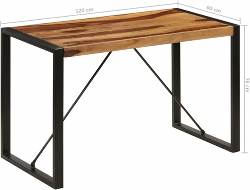 Vista 2 de BaraSh Mesa de comedor Mesa de comedor de madera Redonda Mesa de comedor de madera para Comedor 47.2"x23.6"x29.9" Madera maciza de Sheesham