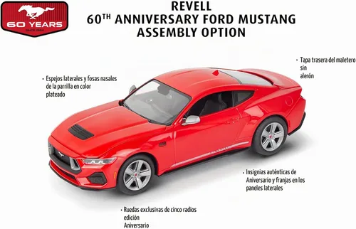 Vista 3 de Revell 14586 2024 Ford Mustang GT 1:25 Escala 65 piezas Nivel 3 Modelo Kit de construcción de automóviles