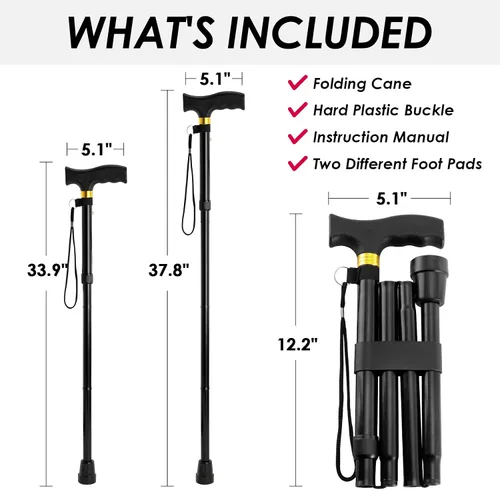 Vista 2 de Walking Cane PANZHENG Cane for Man/Woman Mobility & Daily Living Aids 5-Level Height Adjustable Walking Stick Comfortable Plastic T-Handle