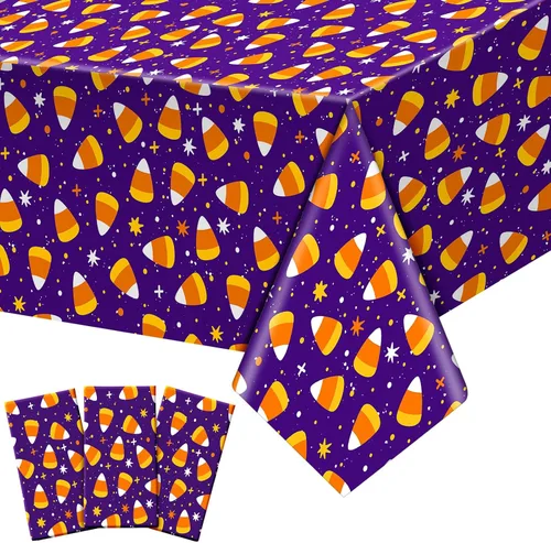 Vista 13 de Newwiee Paquete de 3 manteles de Acción de Gracias de 108 x 54 pulgadas, manteles de plástico desechables de otoño, mantel rectangular impermeable