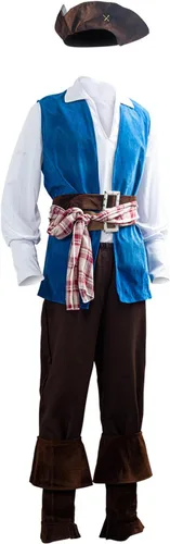 Vista 4 de Disfraz de pirata de Halloween para hombre, disfraz de pirata Swashbuckler, disfraz de bucanero