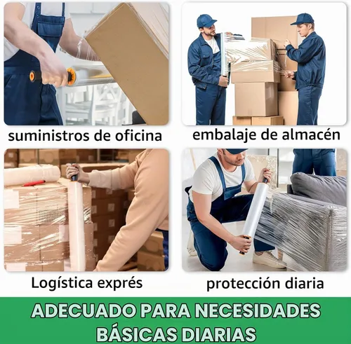 Vista 7 de Película Elástica, HERKKA Película Elástica con Asas de Resistencia Industrial, Rollo de Plástico para Envolver en Mudanzas, Envoltura Retráctil