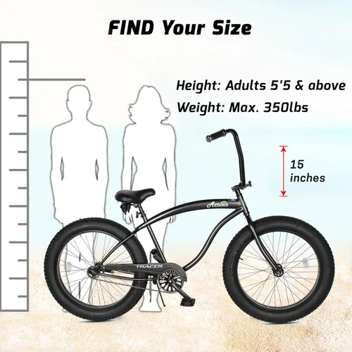 Vista 2 de Tracer Avalon Beach Cruiser Bike para adultos, ruedas de 26/29 pulgadas, neumático de grasa 3.0/4.0, velocidad 1/7, bicicleta de crucero completa.