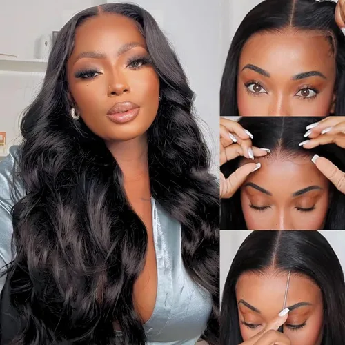 Vista 13 de Pelucas de cabello humano de 28 pulgadas con encaje frontal de color marrón rojizo de 5 x 5, pelucas de cierre de encaje HD para mujeres negras