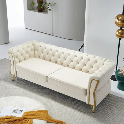 Vista 9 de KEVINSPACE - Sofá de 3 plazas de 84.06" para sala de estar, sofá Chesterfield moderno, mueble de tres asientos, sofá Chesterfield clásico con 84.06