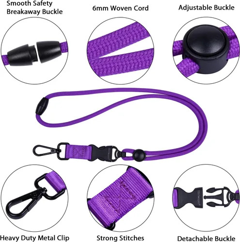 Vista 4 de Wisdompro Paquete de 2 cordones redondos resistentes de 21 pulgadas de servicio pesado con hebilla de seguridad separable, hebilla desmontable
