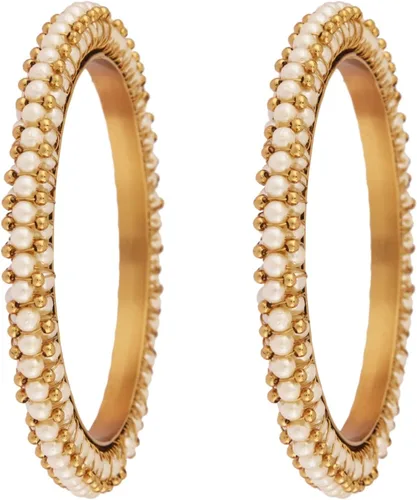 Vista 6 de Efulgenz Estilo indio Bollywood tradicional imitación perla piedra boda pulsera brazalete conjunto joyería