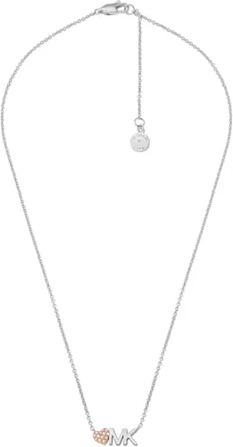 Vista 2 de Michael Kors Collar con colgante de corazón de cristal de acero inoxidable y pavé para mujer