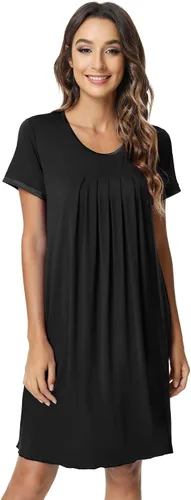 Vista 24 de NACHILA Nightgowns for Women-Viscose Made from Bamboo, Pleated Sleepwear. A-aqua Green