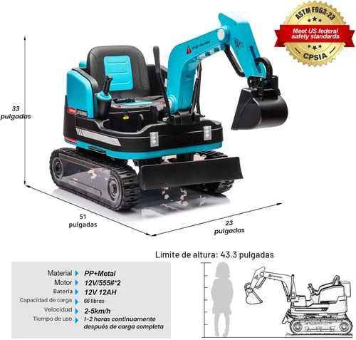 Vista 6 de JOYLDIAS Excavadora y excavadora giratoria de 360 grados, 12V12AH, retroexcavadora de juguete con ruedas de diseño de pista para todo terreno