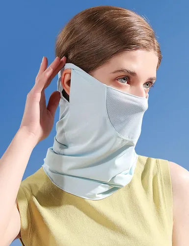 Vista 2 de Belsen Protector facial UV multiusos, polaina elástica para el cuello, máscara facial con bucles para las orejas