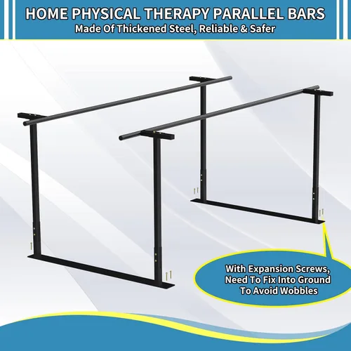 Vista 6 de Barras paralelas de terapia física, barra de asistencia para caminar para problemas de rehabilitación y equilibrio de caminar, altura y ancho