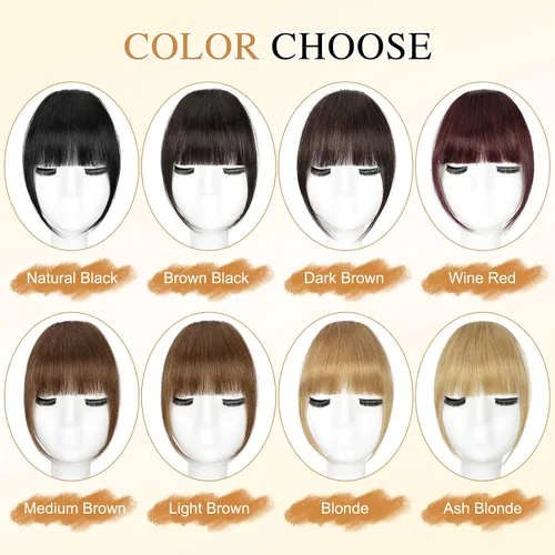 Vista 5 de BOGSEA Flequillo con clip, flequillo falso de cabello humano 100% real con clip, extensiones de cabello con fleco y sienes, postizos para mujeres