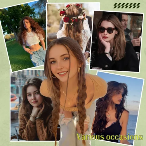 Vista 27 de RUNATURE Extensiones de cabello humano con punta en U, color marrón ceniza a rubio platino