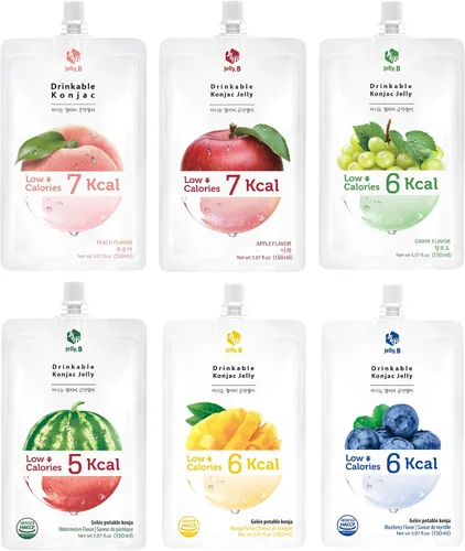 Vista 4 de JELLY B Gelatina de Konjac Bebible (10 paquetes de 5.1 fl oz) – 0 gramos de azúcar, solo 6 kcal cada paquete (Manzana)