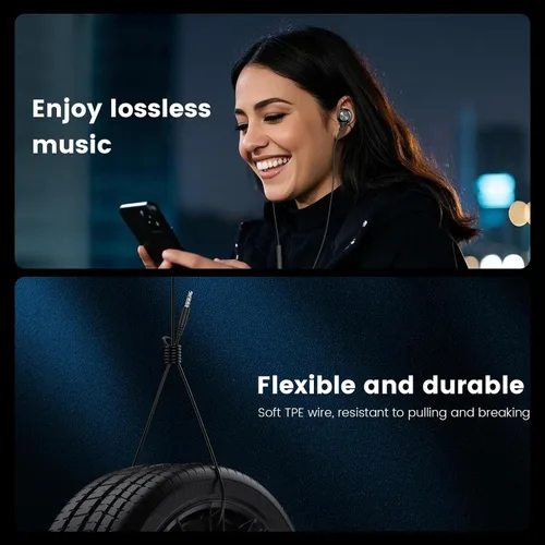 Vista 6 de MOSWAG Auriculares con cable con micrófono, auriculares intrauditivos de 0.138 in con ajuste de aislamiento de ruido y sonido claro, cómodos