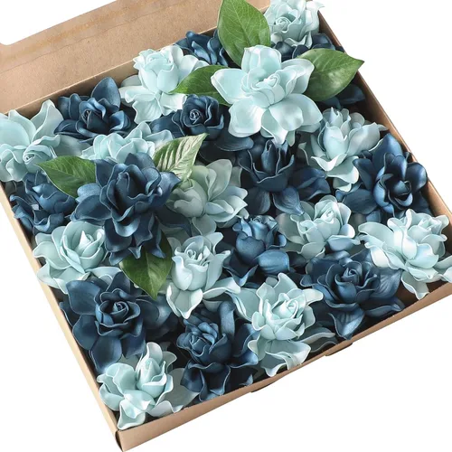 Vista 9 de Floroom - Flores artificiales de gardenia de 2.7" 25 unidades de aspecto real color rubor con tallos para manualidades, ramos de boda, centros