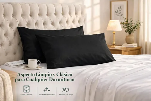 Vista 3 de Evolive Juego de 2 fundas de almohada de microfibra cepillada ultra suave con cierre de sobre (tamaño estándar de 20 x 30 pulgadas, color negro)