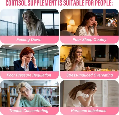 Vista 3 de Reductor de cortisol, suplemento de cortisol 17 en 1 para mujeres, armonía hormonal para mujeres con Ashwagandha, Rhodiola Rosea, glicinato