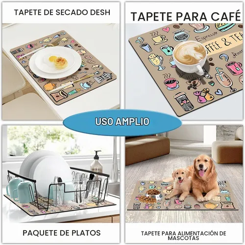 Vista 7 de Alfombrilla Divertida para Cafetera - Bandeja Espresso para Barra de Café Bajo Alfombrilla para Cafetera, Alfombrilla para Cafetera para Encimera