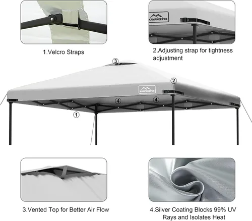Vista 73 de KAMPKEEPER Cubierta de Repuesto Superior para Carpa Toldo Emergente con Ventilación de Aire y Correa Elástica Ajustable, Poliéster Resistente a Azul