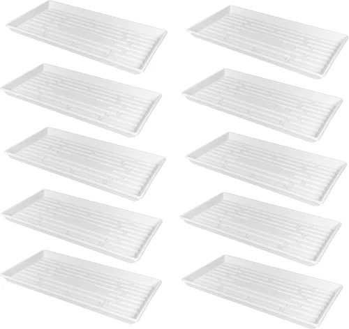 Vista 12 de SUNPACK Bandeja de inicio de semillas de plástico poco profunda de 10 x 20 pulgadas, color negro, 1 pulgada, sin agujeros de drenaje, ideal