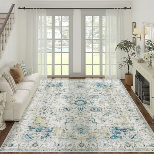 Vista 11 de jinchan Alfombra de Área 2x3 pies Alfombra Vintage de Entrada Lavable Bohemia Tapete Interior para Puerta Medallón Floral Tapete Pequeño para Puerta