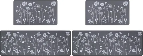 Vista 13 de Rempry - Juego de 2 alfombrillas de cocina con flores coloridas para el piso, alfombras de cocina antideslizantes y juego de tapetes, alfombrilla