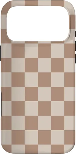 Vista 22 de Bonita funda Classic Dark Brown Checkered Big Checkerboard para iPhone 16
