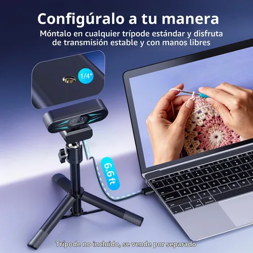 Vista 9 de EMEET C60E Cámara web de 4K de doble cámara para transmisión, cámaras de gran angular y telefoto, zoom híbrido máximo de 11X
