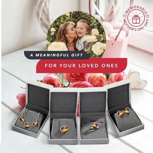 Vista 7 de Leafael Infinity Love - Juego de joyas de corazón Collar con colgante, pulseras de eslabones, aretes de tuerca y anillo de corazón de cristal