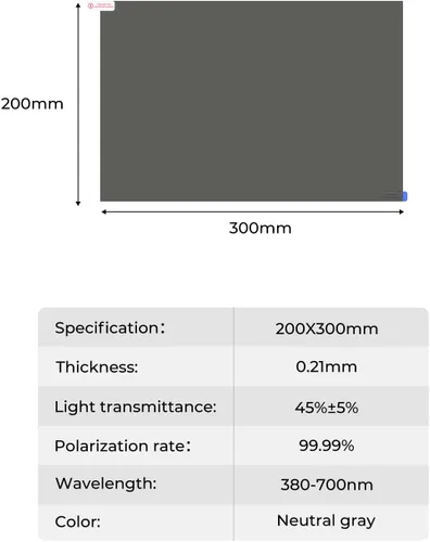 Vista 5 de K&F CONCEPT Película polarizante lineal 7.87x11.81 pulgadas A4 polarizado película óptica 7.9x11.8 in para pantalla física educativa