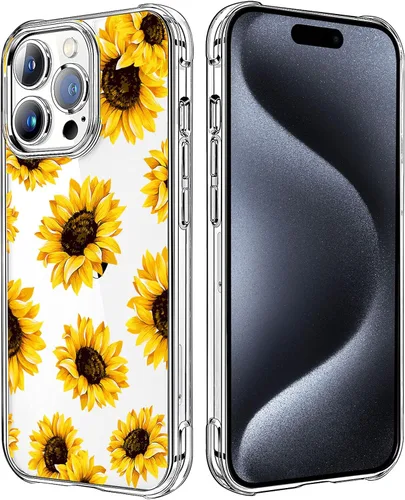 Vista 21 de Funda transparente de girasol compatible con iPhone SE 2022 SE 2020 7 8, funda trasera floral para niñas y mujeres, funda protectora transparente