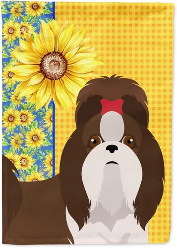 Vista 209 de Caroline's Treasures WDK5313GF Bandera de jardín con diseño de girasoles de verano, color negro y tostado, Airedale Terrier para buzón, bandera