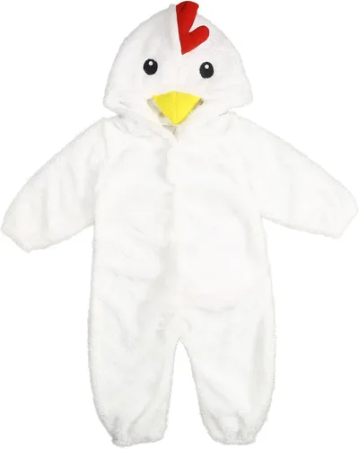 Vista 3 de Disfraz de pollo para bebé, mameluco mullido con capucha y botones para Blanco