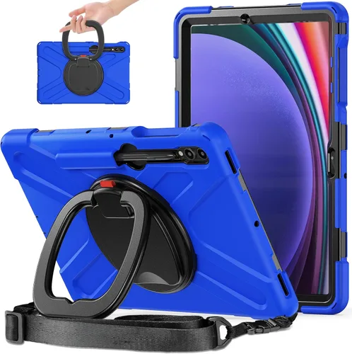 Vista 33 de Funda de rotación 360 para Galaxy S8 Ultra de 14.6 pulgadas, funda resistente con anillo giratorio, correa de transporte para hombro, correa de Negro