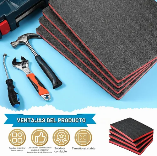 Vista 5 de Outus 4 Piezas Almohadillas de Espuma de Poliuretano Cortables Espuma para Manualidades Inserto para Estuches Relleno de Embalaje Cámara Caja de Rojo