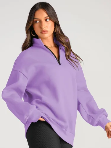 Vista 3 de Trendy Queen Womens Oversized Sweatshirts Hoodies Half Zip Pullover Fall Fashion Outfits 2024 Y2k Clothes