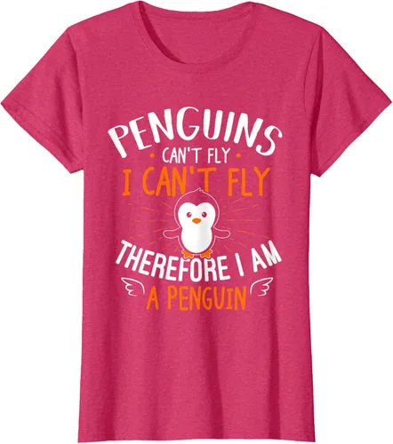 Vista 12 de Penguins Can't Fly Shirt - Camiseta de regalo para amantes de los pingüinos, Azul Azul Marino