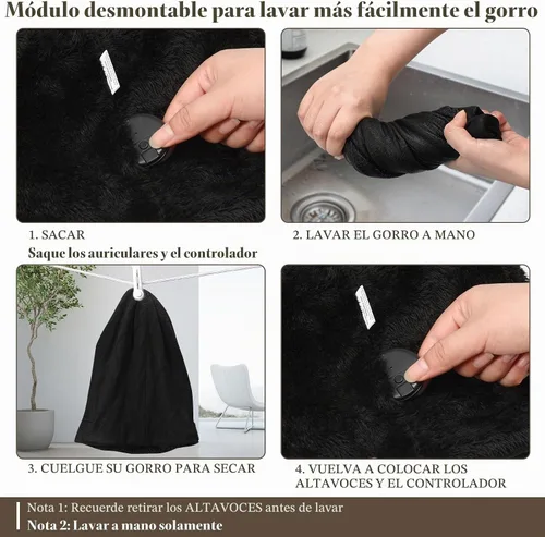 Vista 6 de gorro con Bluetooth 5.0, inalámbrico, de punto, gorro de invierno con micrófono incorporado desmontable, con altavoces estéreo HD, para exteriores