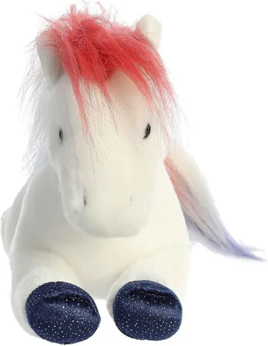 Vista 2 de Aurora® Adorable Flopsie™ Banner - Animal de peluche con diseño de caballo, facilidad para jugar, compañeros intemporales, color blanco, 12 pulgadas