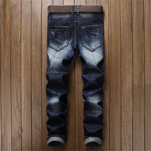 Vista 3 de AITITIA Jeans de corte recto lavado con cremallera para hombre