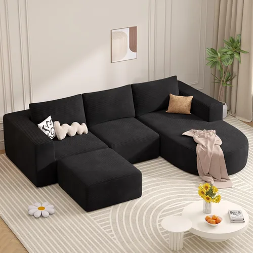 Vista 21 de Sofá cama modular, sofás de nube convertibles para sala de estar, 2 tumbonas de pana sin hueso, sofá cama de gran tamaño para dormitorio,