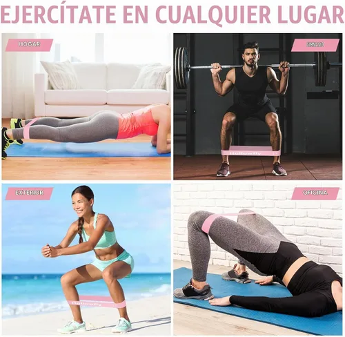 Vista 7 de Hollowfly 12 bandas de ejercicio de látex para entrenamiento de glúteos, bandas de ejercicio elásticas antideslizantes para piernas, sentadillas