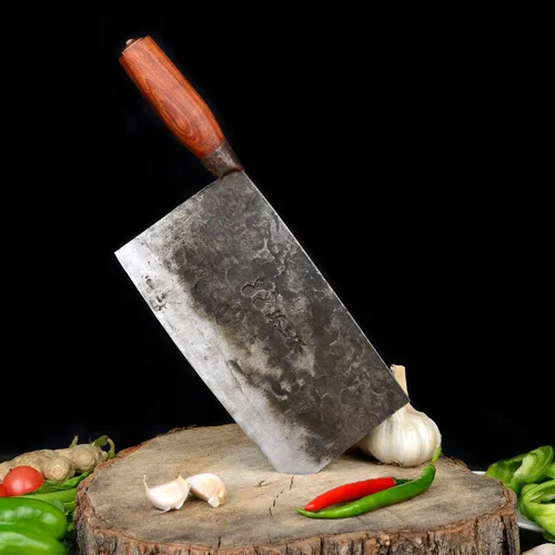 Vista 4 de Cuchillo de cocina forjado martillado a mano ZhenSanHuan