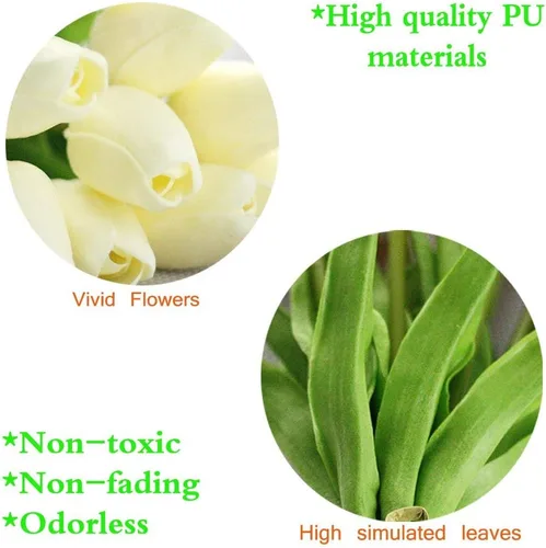 Vista 3 de Tulipán artificial de 30 piezas de flores de tacto real para la decoración del hogar de la boda centro de mesa