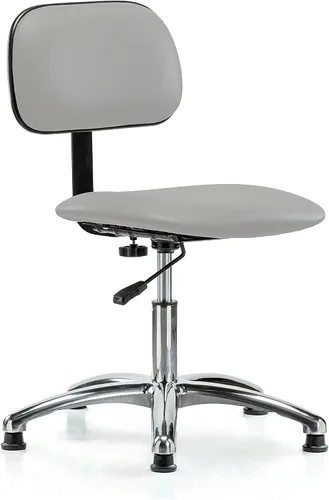 Vista 20 de Perch - Silla de laboratorio cromada con respaldo ajustable, altura del escritorio de 17 a 22 pulgadas, tela negra