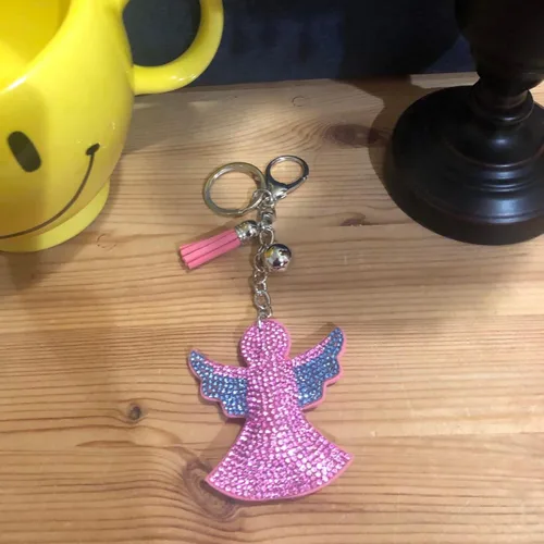 Vista 4 de Popfizzy Llaveros de diamantes de imitación para mujeres y niñas, llaveros de mochila brillantes, dijes para bolso, llavero divertido, regalo genial
